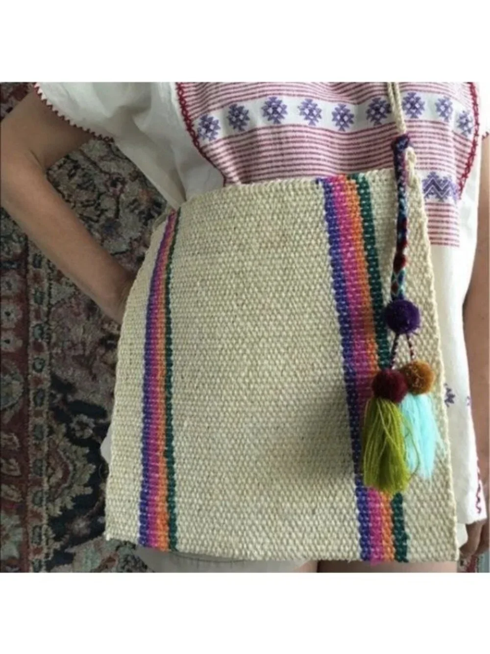 Palm Striped Tote Mexican Cross Body Shouler Carry